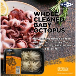 FROZEN WHOLE CLEANED BABY OCTOPUS 20/40 (250G X 30TRAY)